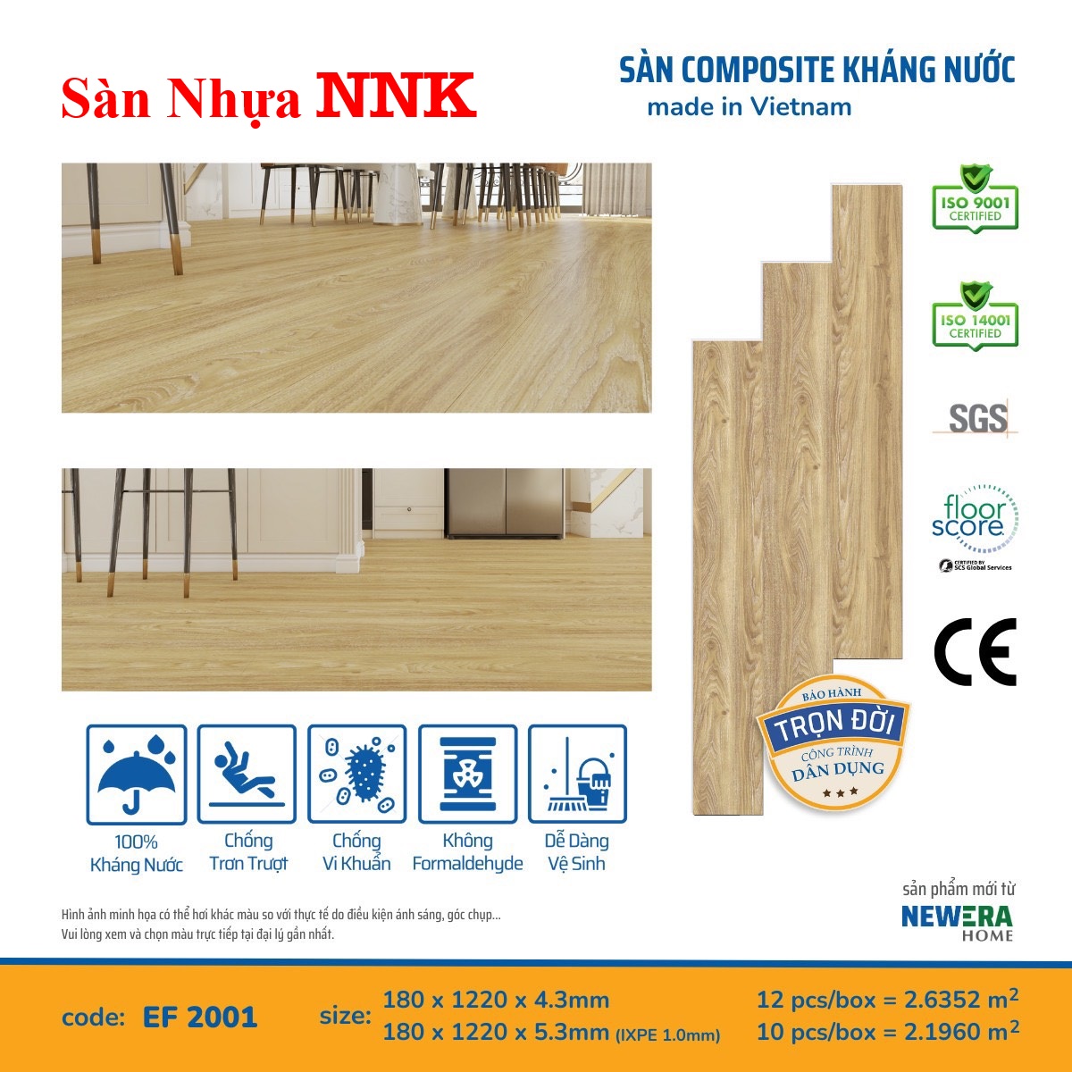 Sàn nhựa hèm khoá mẫu mới NNK 08 tại Dầu Tiếng 